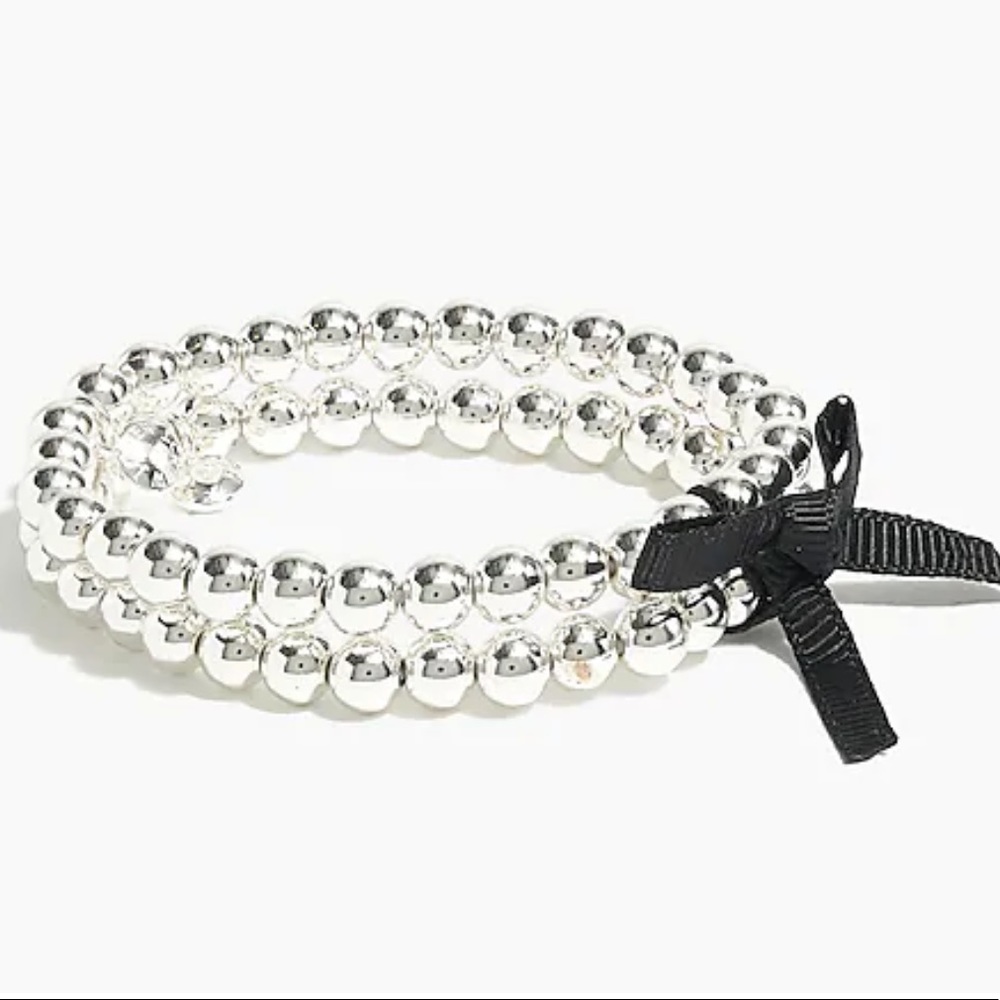 J. Crew Factory Silver Beaded Stretch Bracelet
